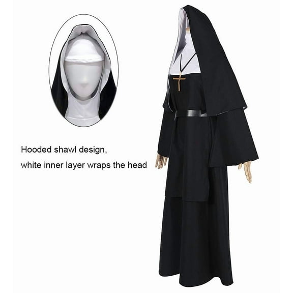 The Nun Costume for Adult,Nun Mask Costumes for Women Nun Costume 5pcs Set