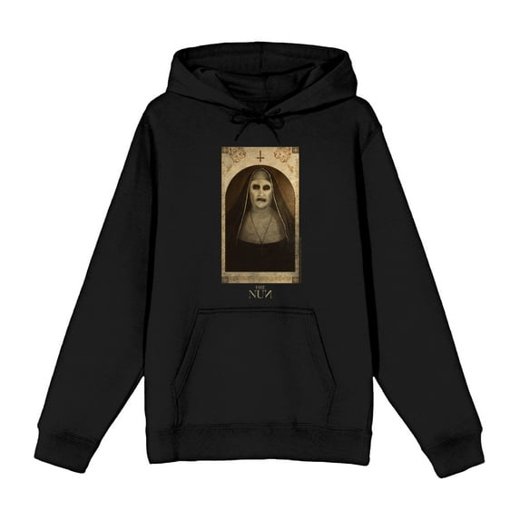 The Nun Scary Demon Face Woman Adult Black Long Sleeve Hoodie-XS