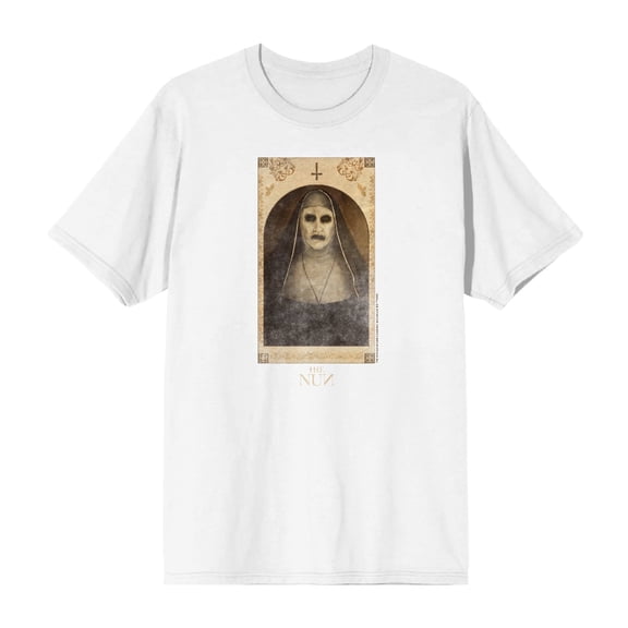 The Nun Scary Demon Face Woman Men's White Crew Neck Short Sleeve Tee-XL