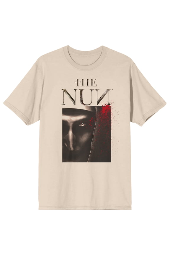 The Nun Scary Face Art Crew Neck Short Sleeve Women's Natural T-shirt-XXL