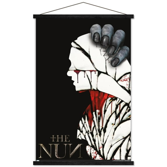 The Nun - Silhouette Wall Poster with Wooden Magnetic Frame, 22.375" x 34"