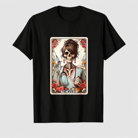 The Nurse Tarot Card Skeleton Nurse Vibes Nursing Nurse Gift T-Shirt