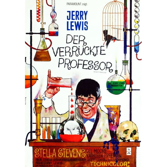The Nutty Professor Jerry Lewis (As The Professor) Stella Stevens (In The Bottle) On German Poster Art 1963. Movie Poster Masterprint (11 x 17)
