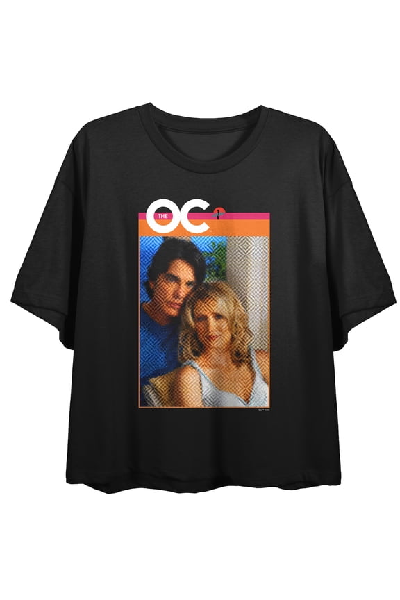 The O.C. Marissa & Seth Photo Shot Crew Neck Short Sleeve Women's Black Crop Top-Small