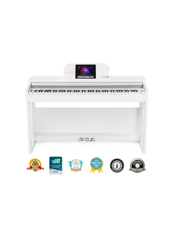 The ONE Smart Piano, Weighted 88-Key Digital Piano, Grand Graded Hammer-Action Keys Upright Piano - Classic White