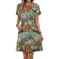 thumbnail image 1 of The ORIGINAL Enchanted Tiki Room Collage Dress Fashion Beach Short Sleeve Dresses Female Party Printed Sundress, 1 of 7