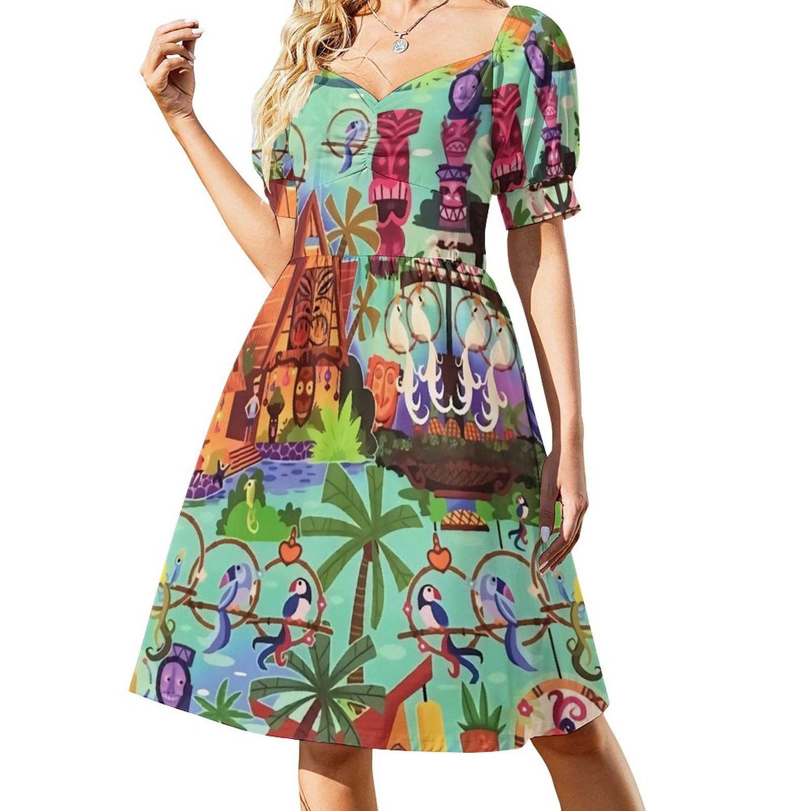 tiki party dresses Amazon.com: Hawaii Tiki Masks Mini Dress Sexy Bodycon Spaghetti Strap Sling Sleeveless Backless V Neck Dresses Skirt S : Clothing, Shoes & Jewelry