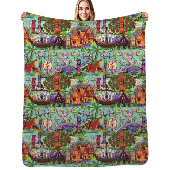 The ORIGINAL Enchanted Tiki Room Collage Soft Blanket Travel Bedding Throws Flannel Bedspread Sofa Bed Cover