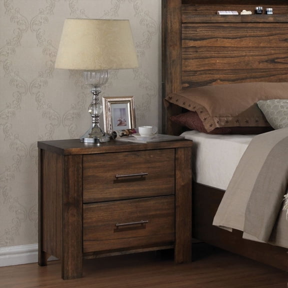 The Oak 2-Drawer Nightstand Offers Ample Storage and Sturdy Build