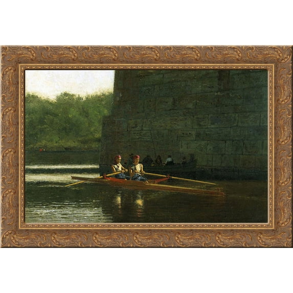 The Oarsmen 24x19 Gold Ornate Wood Framed Canvas Art by Eakins, Thomas