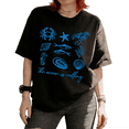 thumbnail image 1 of The Ocean Is Calling Blue Sea Creature Shell Graphic Tees T-shirt Nautical Beach Tops Short Sleeve Round Neck Black S-5XL, 1 of 5