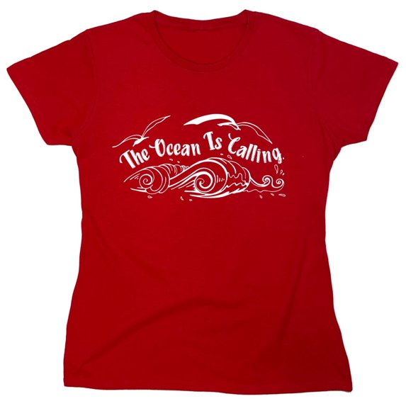 The Ocean Is Calling Sarcastic Humor Novelty Funny Women's Casual Tees