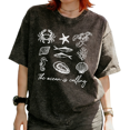 thumbnail image 1 of The Ocean Is Calling Sea Creature Shell Graphic Nautical Beach Graphic Tees T-shirt Tops Short Sleeve Black S-2XL Plus Size, 1 of 5