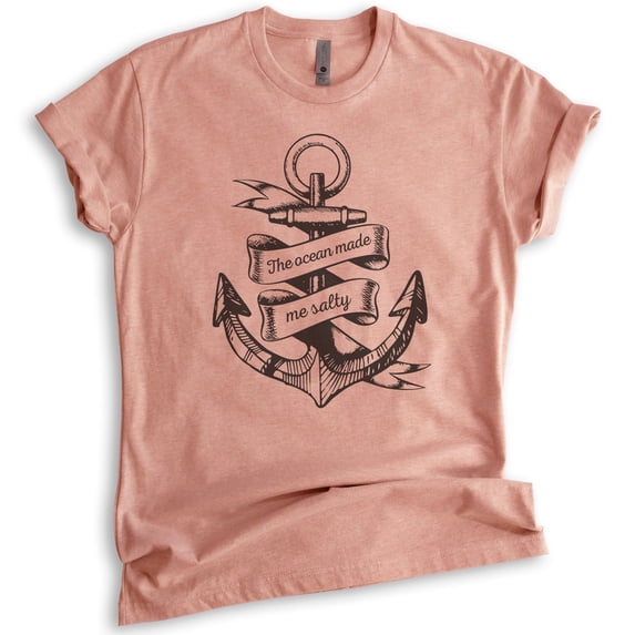 The Ocean Made Me Salty T-shirt, Unisex Women's Men's Shirt, Vacation Shirt, Beach T-shirt, Heather Sunset, Medium