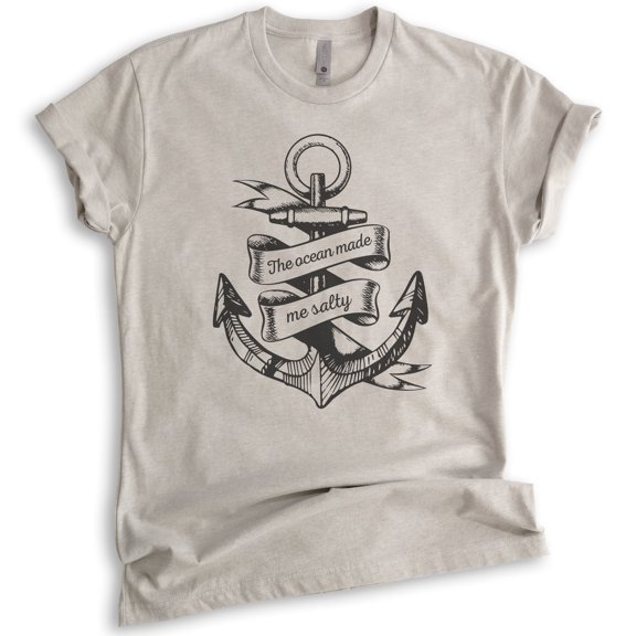 The Ocean Made Me Salty T-shirt, Unisex Women's Men's Shirt, Vacation Shirt, Beach T-shirt, Light Silk Gray, 3X-Large