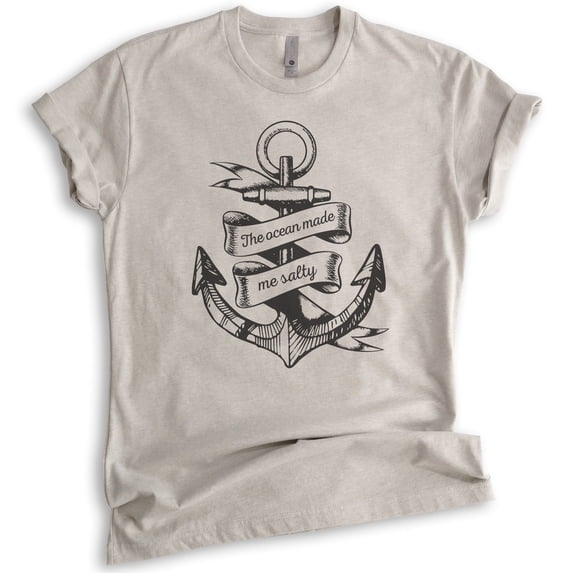 The Ocean Made Me Salty T-shirt, Unisex Women's Men's Shirt, Vacation Shirt, Beach T-shirt, Light Silk Gray, Medium
