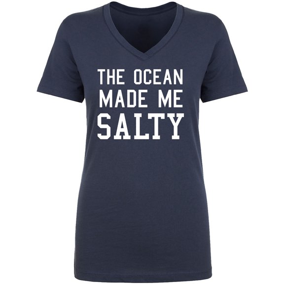 The Ocean Made Me Salty Womens V-Neck Tee
