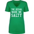 thumbnail image 1 of The Ocean Made Me Salty Womens V-Neck Tee, 1 of 2