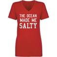 thumbnail image 1 of The Ocean Made Me Salty Womens V-Neck Tee, 1 of 2
