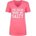 thumbnail image 1 of The Ocean Made Me Salty Womens V-Neck Tee, 1 of 2
