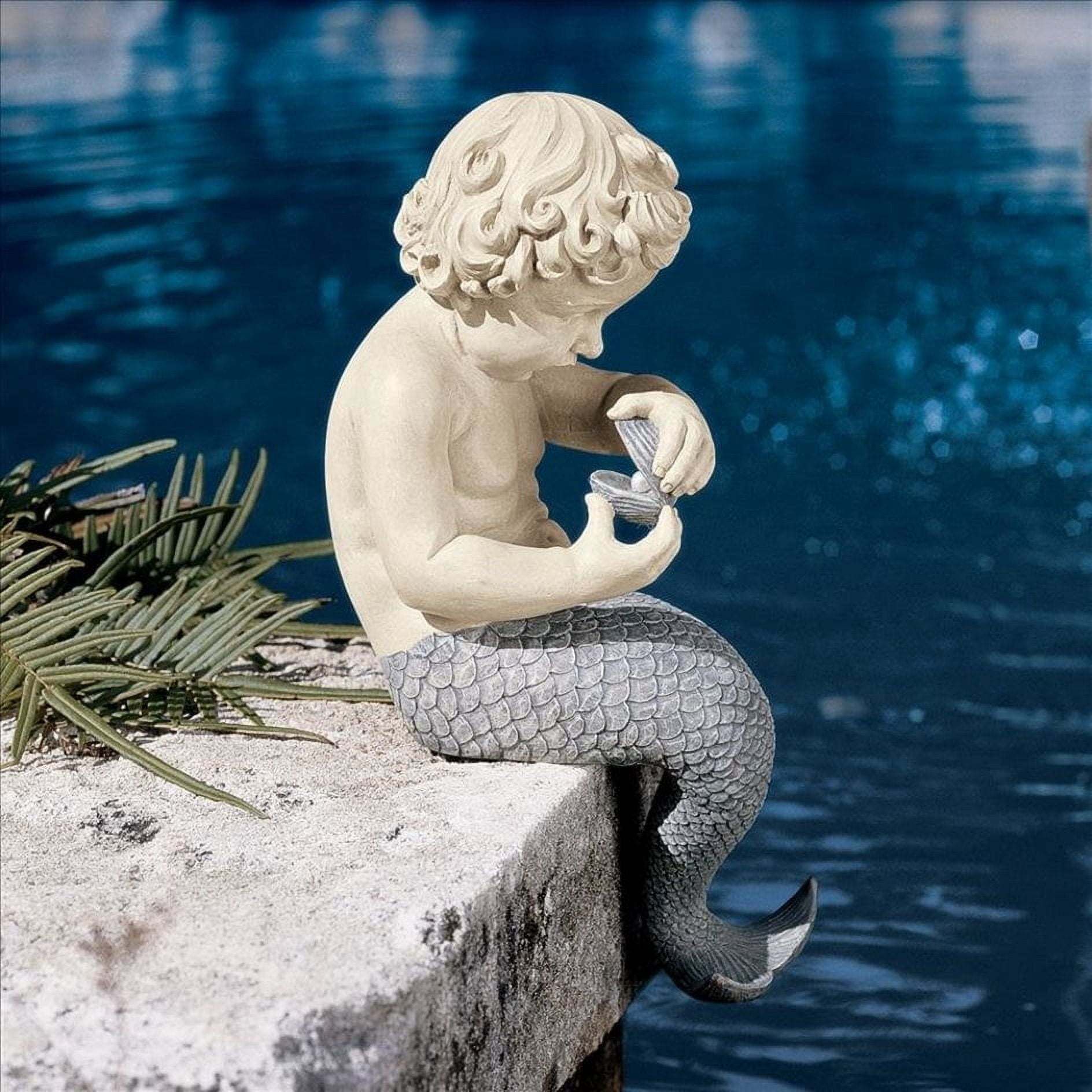 Beautiful Mermaid Rising From Sea Statue - Hand Painted Resin Sculpture, 9 Inches Tall, Gift Boxed