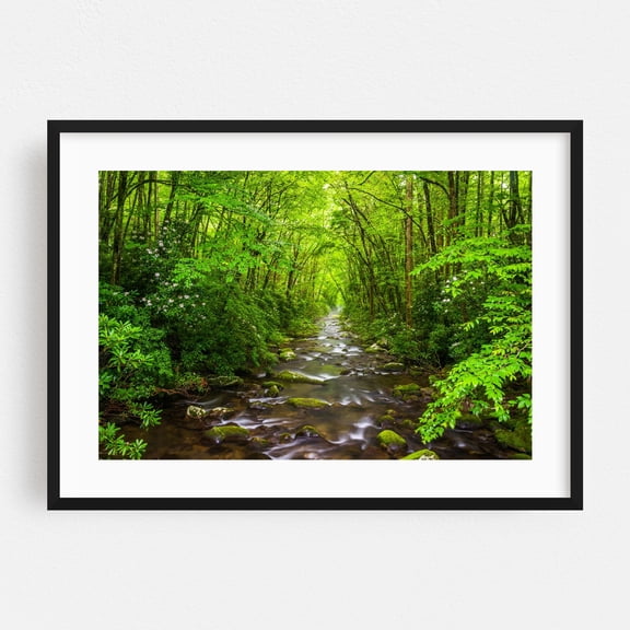 The Oconaluftee River - North Carolina Photography Forest Nature Scenic Landscape Waterfall Black Framed Wall Art Print 5 x 7 inches