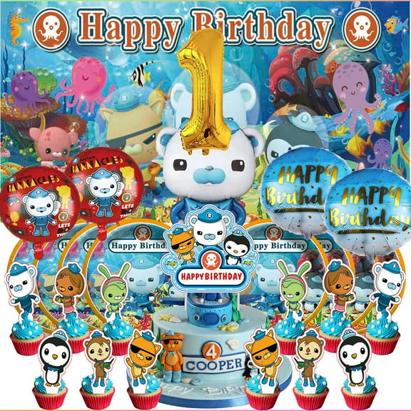The Octonauts 1st Tableware Balloons Cake Toppers Backdrop Banner Supplies Party Decor Plates Decorations