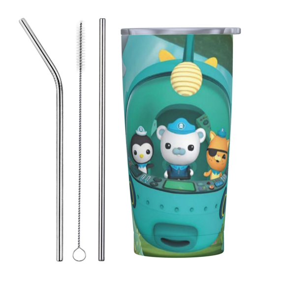 The Octonauts Car Cup With Straw 20oz Stainless Steel Tumbler Push-Pull Lid Sports Water Bottle Insulated Travel Cup
