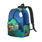 The Octonauts Cartoon 17 Inch Backpack Large Capacity Laptop Bag Lightweight Adjustable Straps Casual Large Capacity Travel Hiking Camping for Men Women