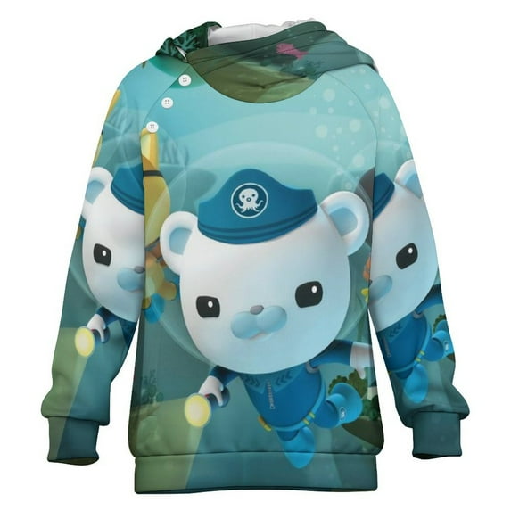 The Octonauts Kids Hoodie Raglan Sleeve Hooded Snap Sweatshirt Casual Wear Soft Breathable Outerwear Winter Clothes 10-11Y