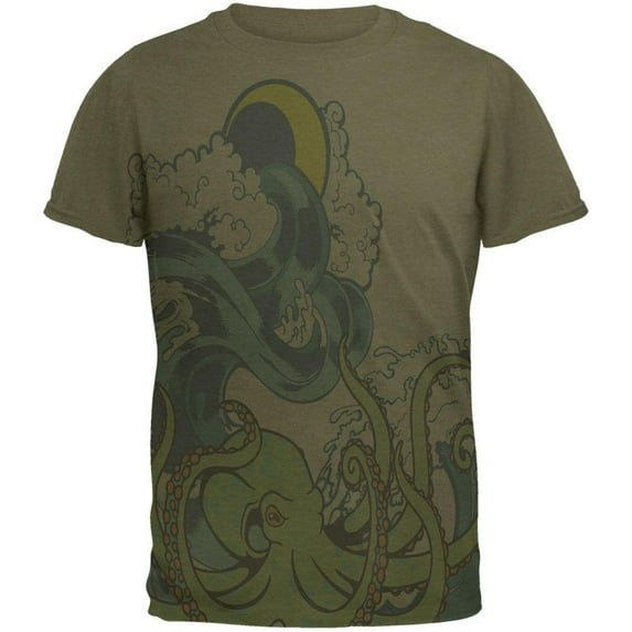 The Octopus Breathes Salty Men's Soft T-Shirt Military Green X-LG