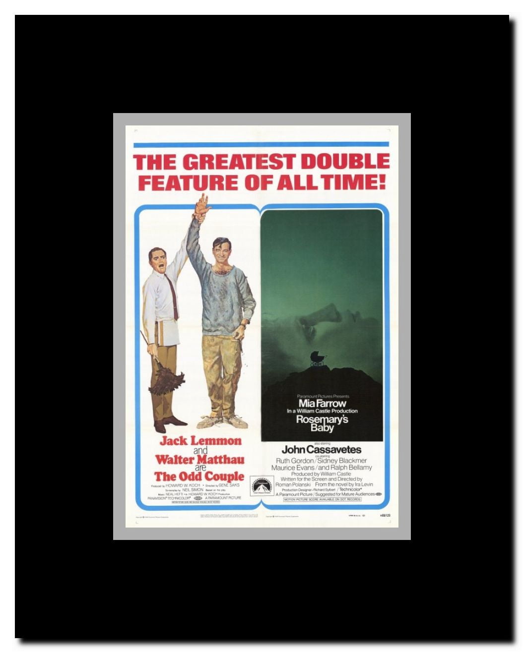 The Odd Couple/Rosemary's Baby Framed Movie Poster