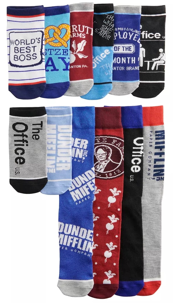 The Office 12 Days of Socks - Advent Gift Box with 12 Pairs of The Office Themed Socks