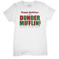thumbnail image 1 of The Office Adult Multicolor Happy Holidays from Dunder Mifflin Light Weight Juniors Crew T-Shirt, 1 of 5