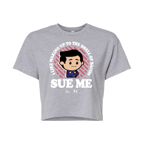 The Office - Bacon Sue Me - Juniors Cropped Cotton Blend T-Shirt