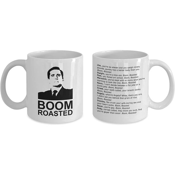 The Office Boom Roasted Funny Coffee Mug, Dunder Mifflin Boom Roasted Mug, Gift for him, Gift for her, Michael Scott Mug 15oz