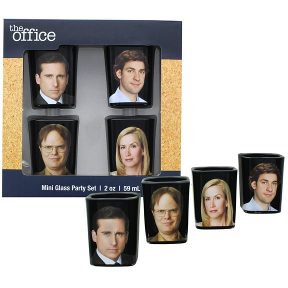 The Office Character Shot Glass Drinking Game | 2 Ounce Glasses | Set of 4