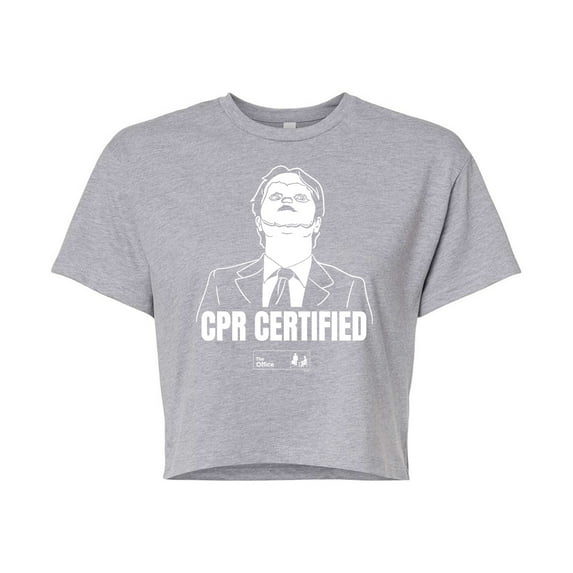 The Office - Cpr Certified - Juniors Cropped Cotton Blend T-Shirt