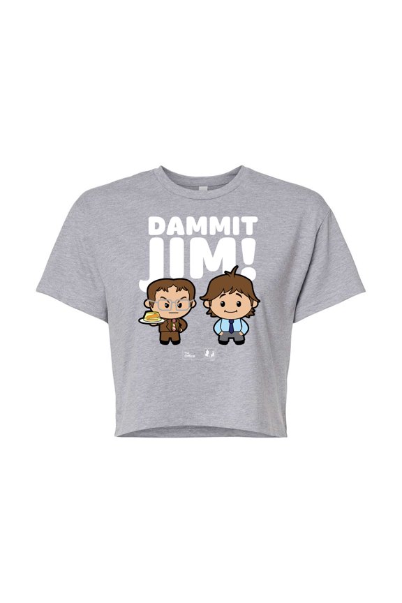 - Dammit Jim - Juniors Cropped Cotton Blend T-Shirt
