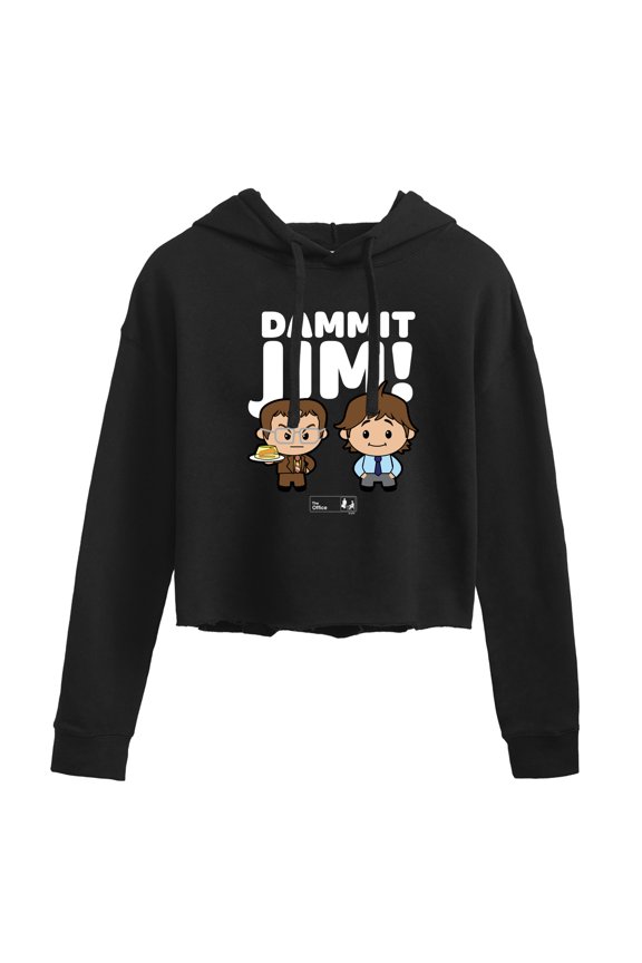 - Dammit Jim - Juniors Cropped Pullover Hoodie