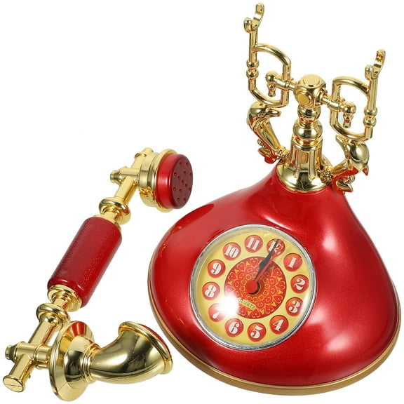 The Office Decor Alarm Clock Home Retro Desk Student Bedside Telephone Simple Red Plastic