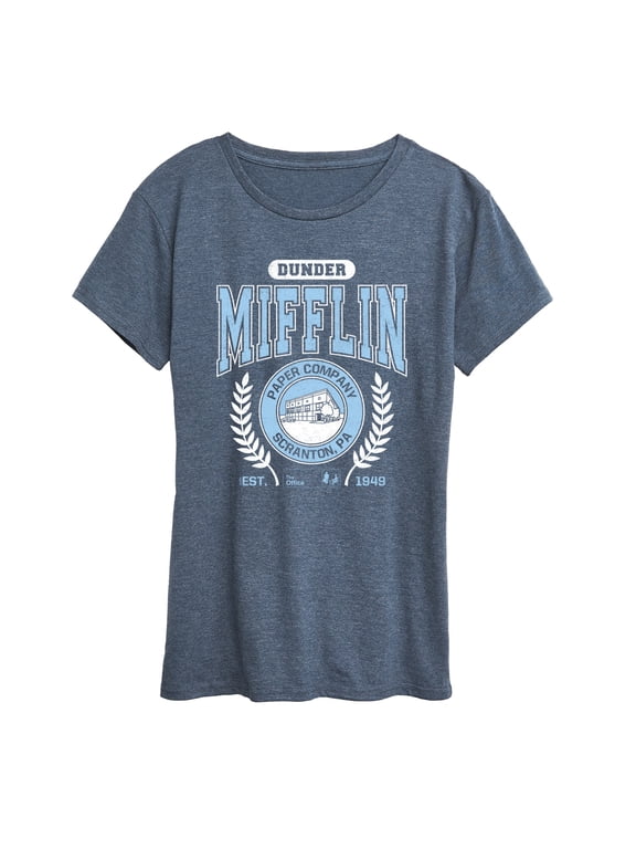 - Dunder Mifflin Collegiate Women's Short Sleeve Graphic T-Shirt