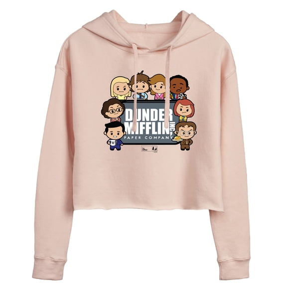 The Office - Dunder Mifflin Cute Characters - Juniors Cropped Pullover Hoodie