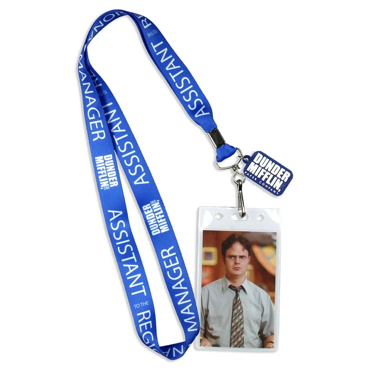 the-office-dunder-mifflin-dwight-shrute-assistant-to-the-regional-manager-lanyard-clear-id-badge-holder-walmart-com