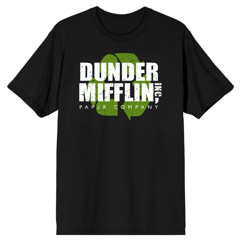 The Office Dunder Mifflin Recycling Logo Crew Neck Short Sleeve Men s Black T shirt 3XL Walmart