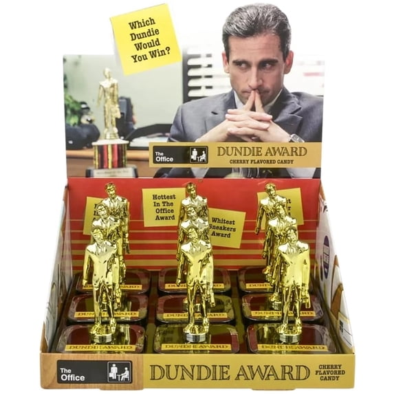 Boston America The Office Dundie Awards Cherry Flavored Candy, 0.8 Ounce Tin - 9 Count Display Box