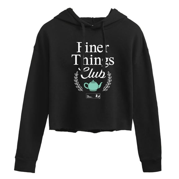The Office - Finer Things Club - Juniors Cropped Pullover Hoodie