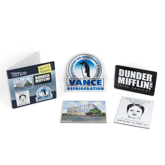 The Office Fridge Magnet Set - 4pcs Cool 4x3 Inches Flat Refrigerator Magnets