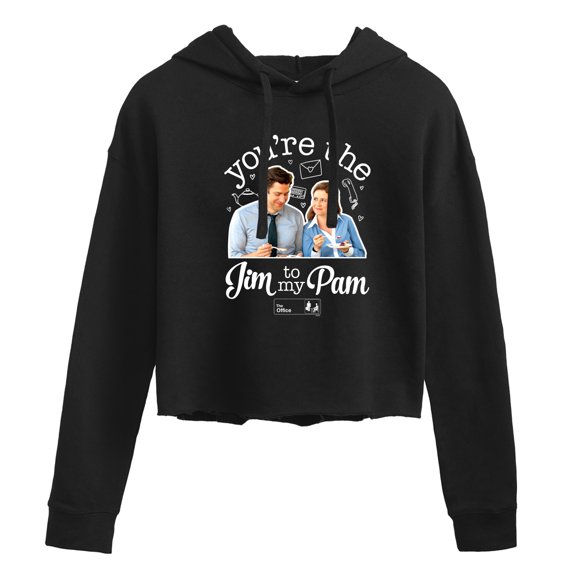 The Office - Jim To My Pam - Juniors Cropped Pullover Hoodie