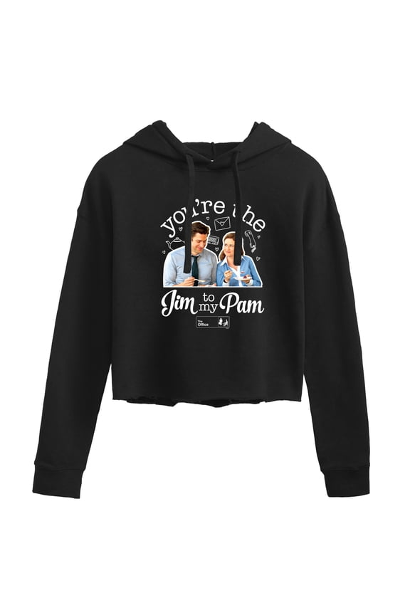 - Jim To My Pam - Juniors Cropped Pullover Hoodie